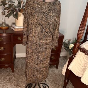 Talbots Black and Gold Long Sleeve Dress